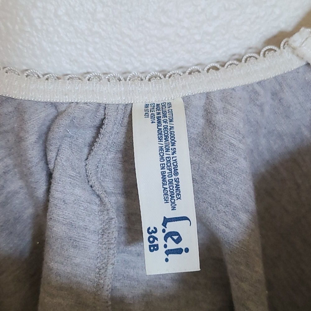 L.e.i push up bra tank top grey white lace 36b - Picture 5 of 7